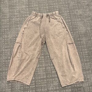 easel Taupe Elastic Waist Crop barrel pants